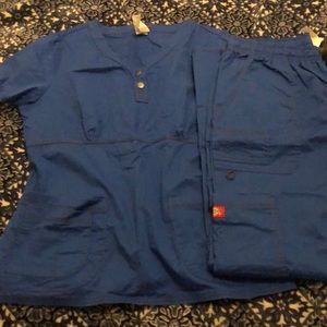 Dickies brand scrub set with 1 set of extra scrub bottoms
